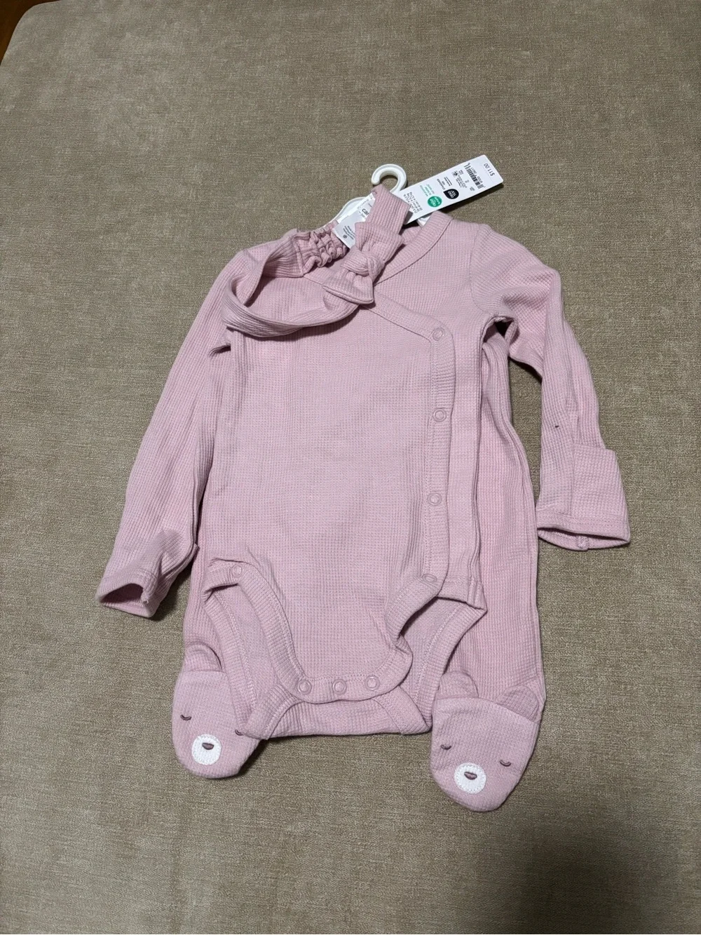 Carter's Mauve Pink Ribbed Footed One-Piece Set